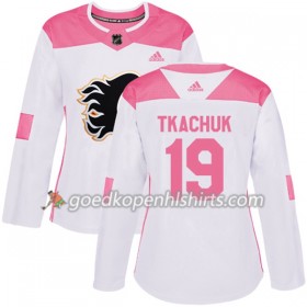 Calgary Flames Matthew Tkachuk 19 Adidas 2017-2018 Wit Oranje Fashion Authentic Shirt - Dames